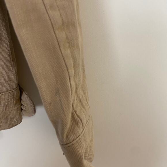 Zara Woman Tan 100% Cotton Asymmetric Zip Collared Jacket Size M - Picture 3 of 12